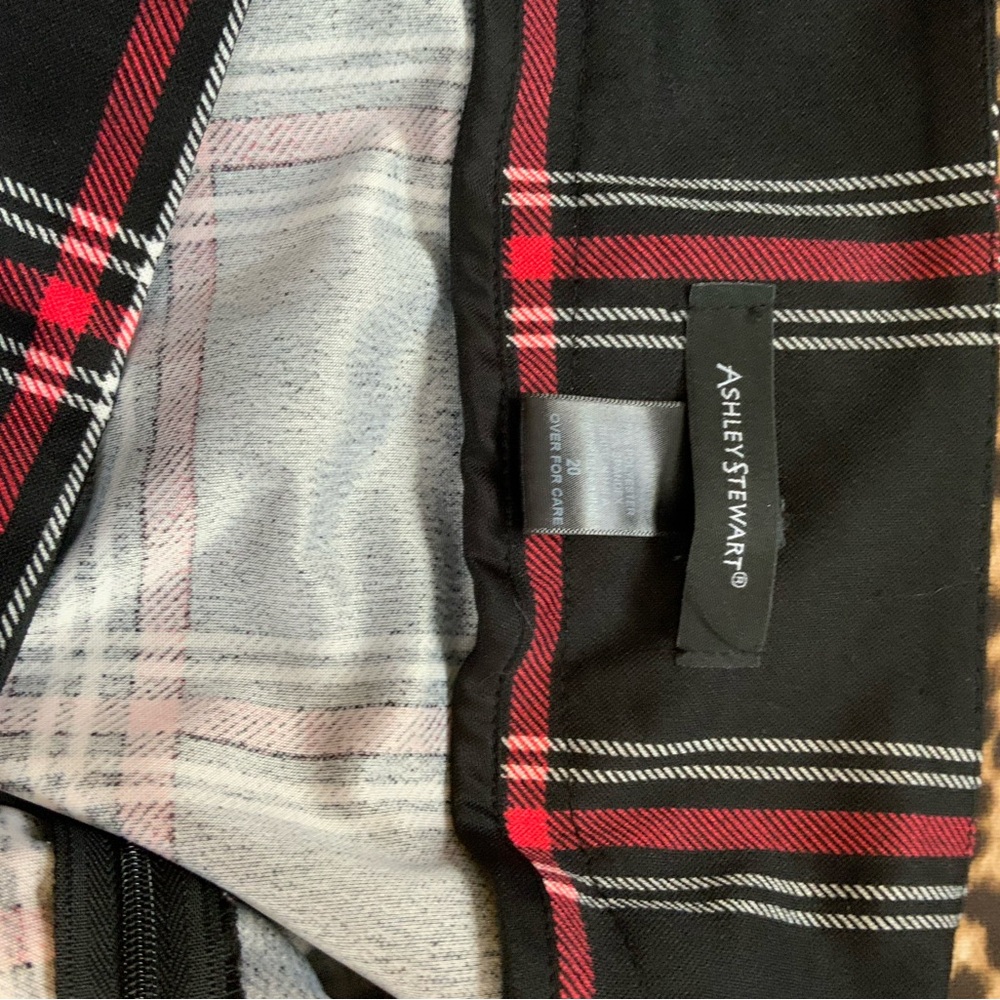 Ashley Stewart Black and Red Plaid Skirt with White Accents